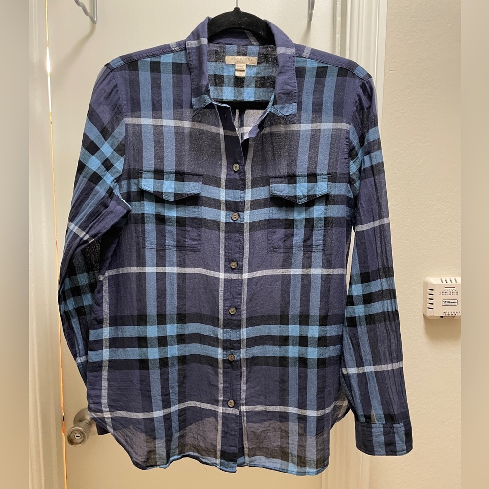 Burberry linen plaid button down!